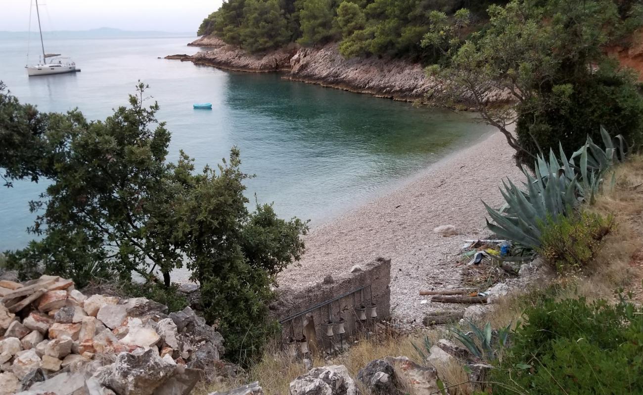 Foto de Medvidina Bay con guijarro ligero superficie