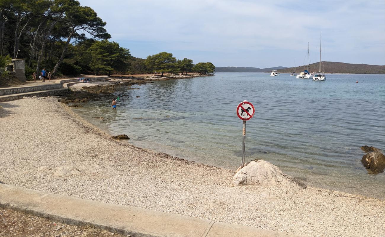 Foto de Uvala Zmorasnja Luka con guijarro ligero superficie