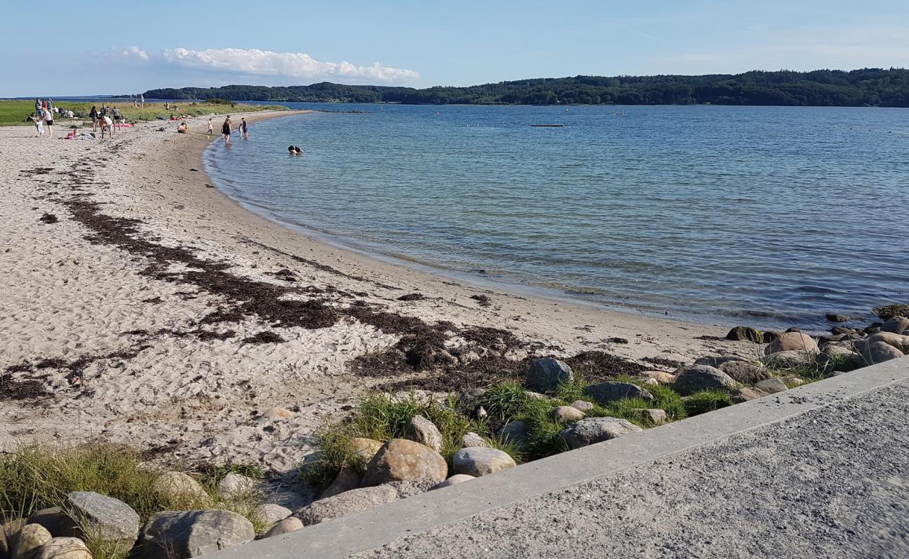 Foto de Tirsbak Beach con arena fina y guijarros superficie