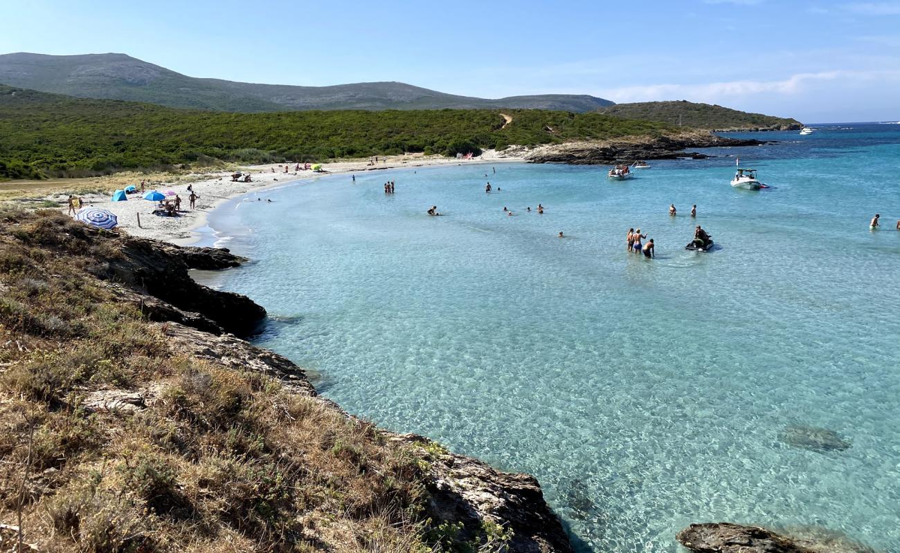 Foto de Cala Genovese beach con brillante arena fina superficie