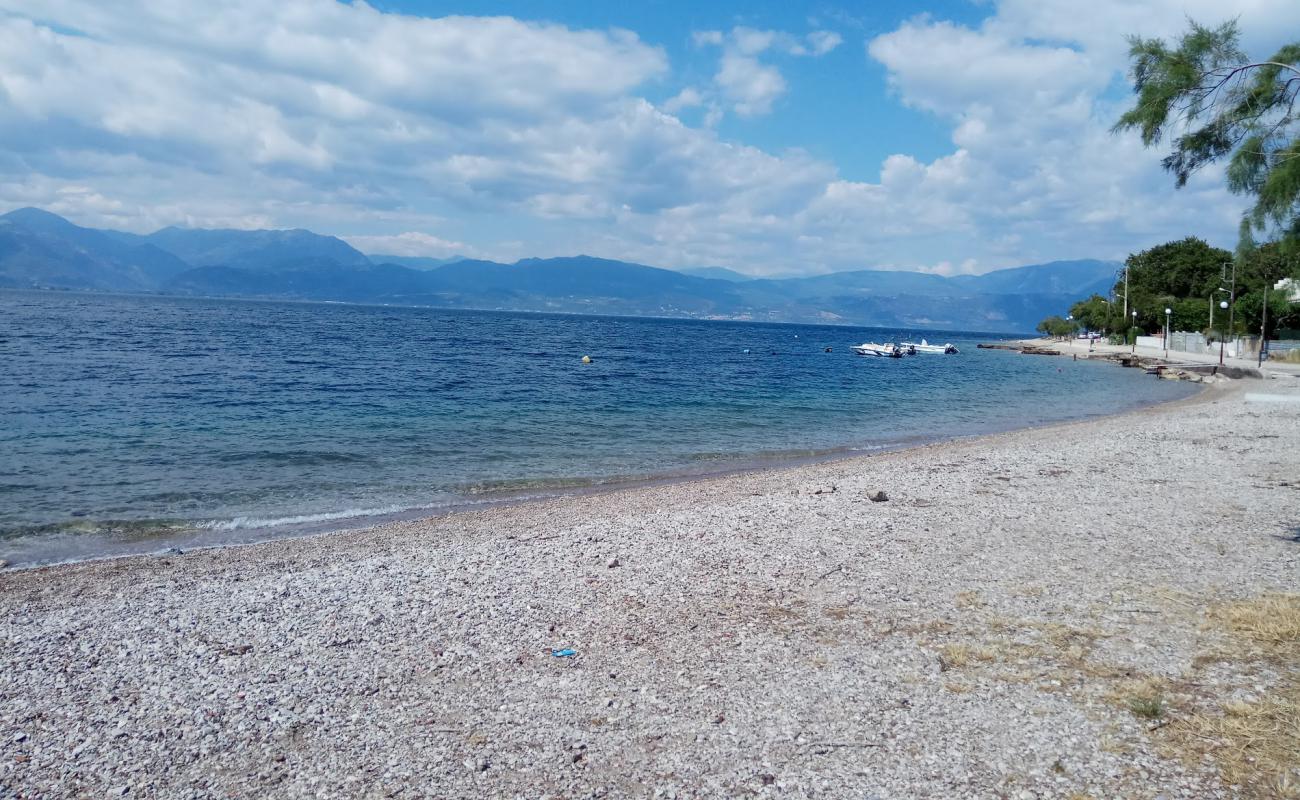 Foto de Paralia Rodinis con guijarro fino gris superficie