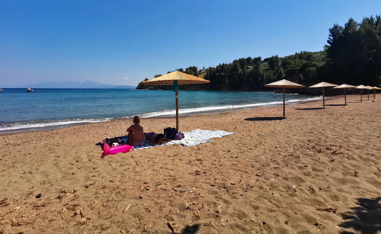 Foto de Kotsikia beach con arena/guijarros negro superficie