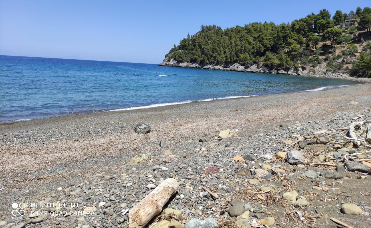 Foto de Vlachia beach con arena gris y guijarros superficie