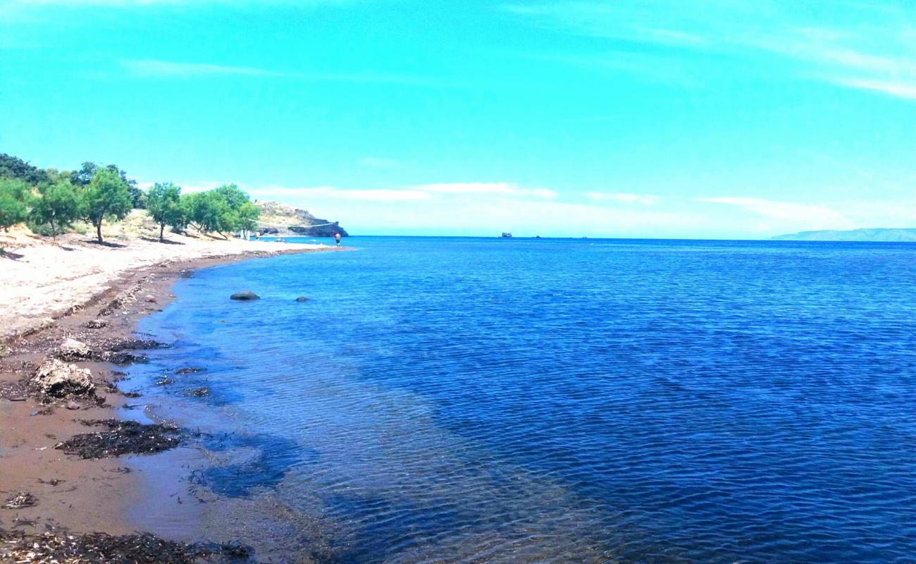 Foto de Agia Varvara beach con arena brillante y rocas superficie