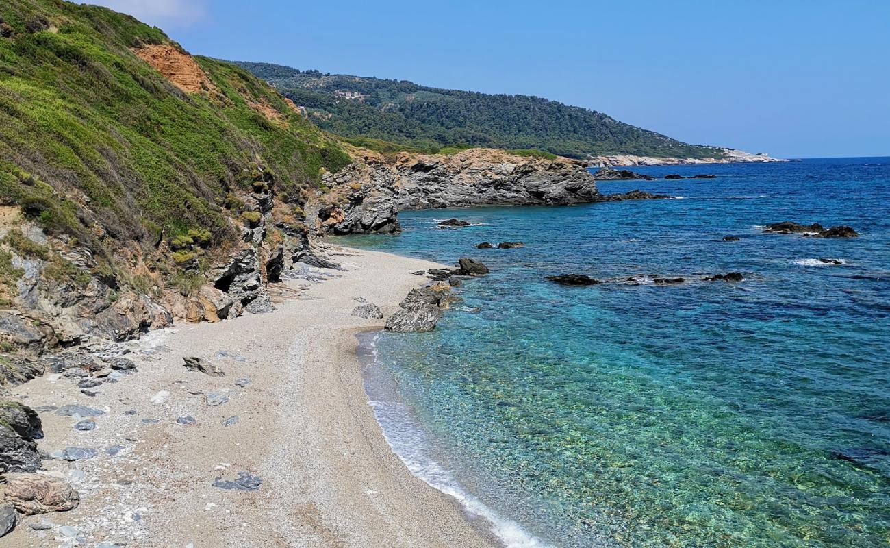 Foto de Paralia Chondrogiorgi con arena fina y guijarros superficie