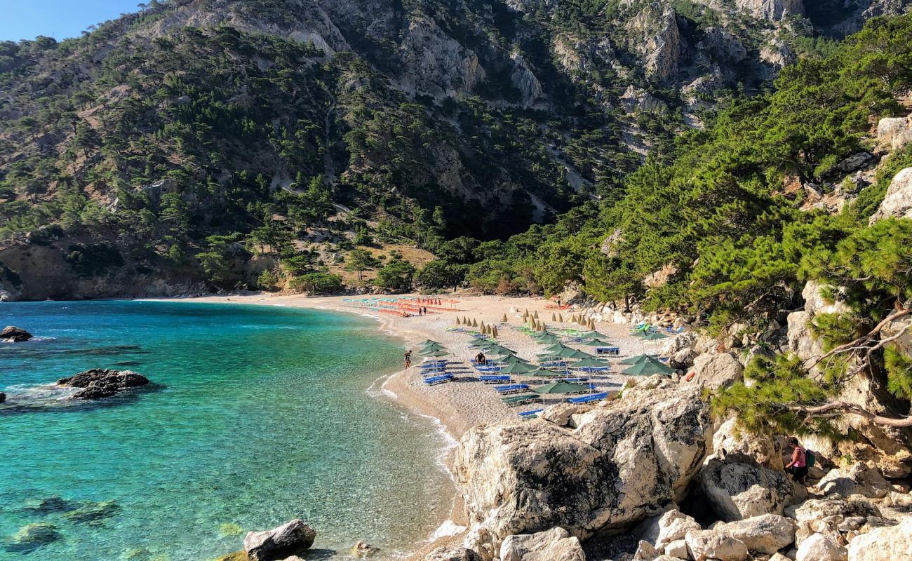 Foto de Playa de Apella con guijarro fino claro superficie