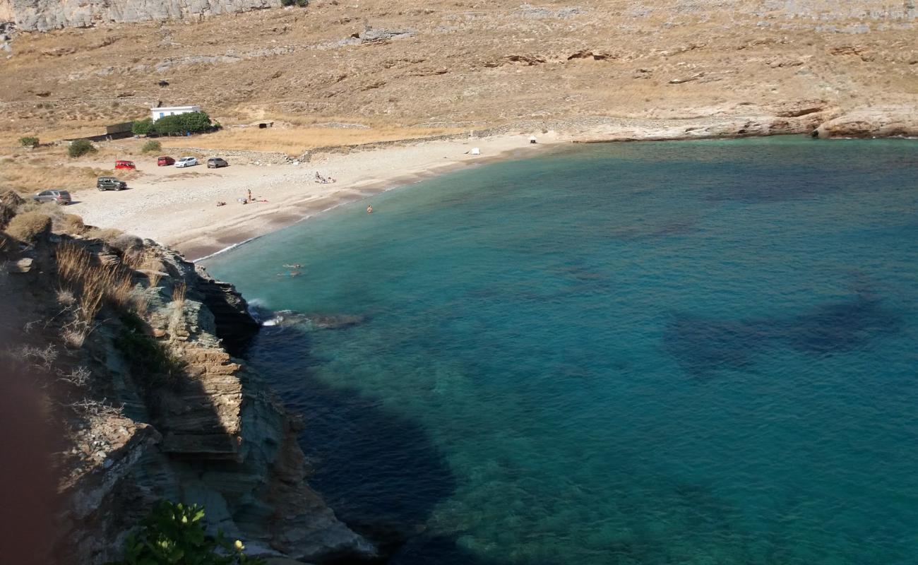 Foto de Paralia Sikamia con arena fina y guijarros superficie