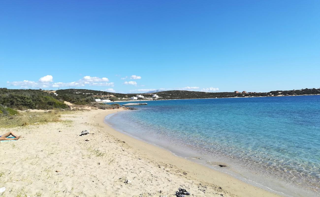 Foto de Dionisos beach con brillante arena fina superficie