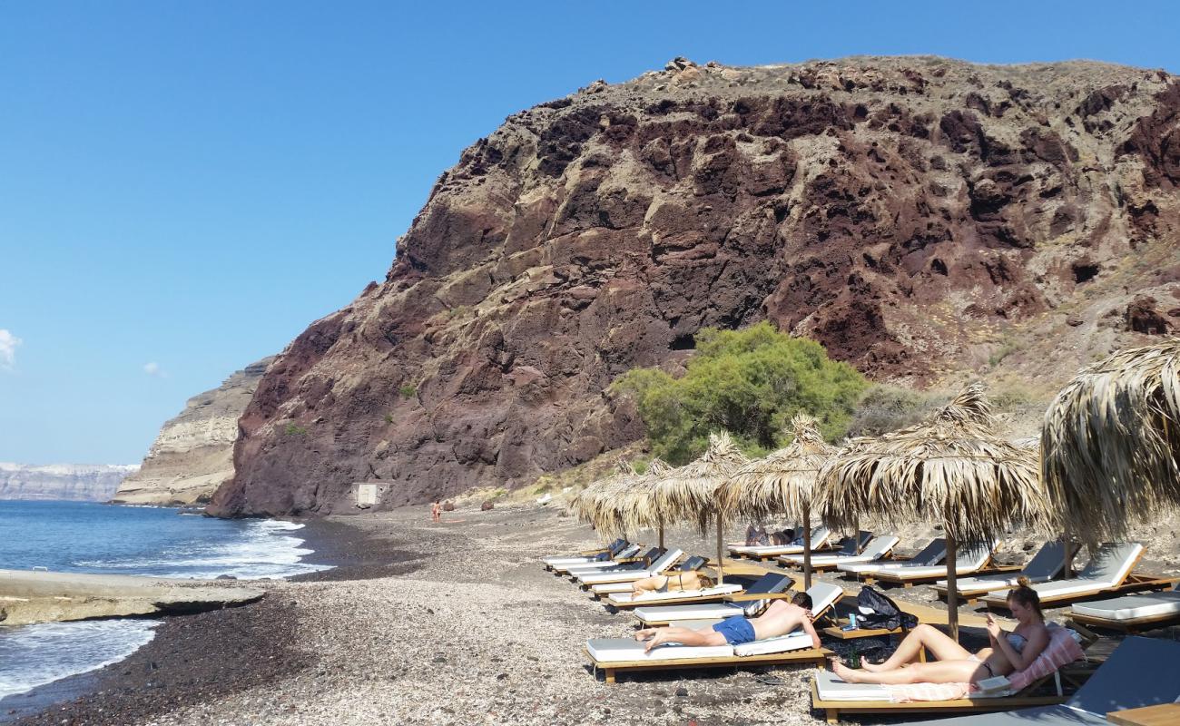 Foto de Paralia Gialos con guijarro fino gris superficie