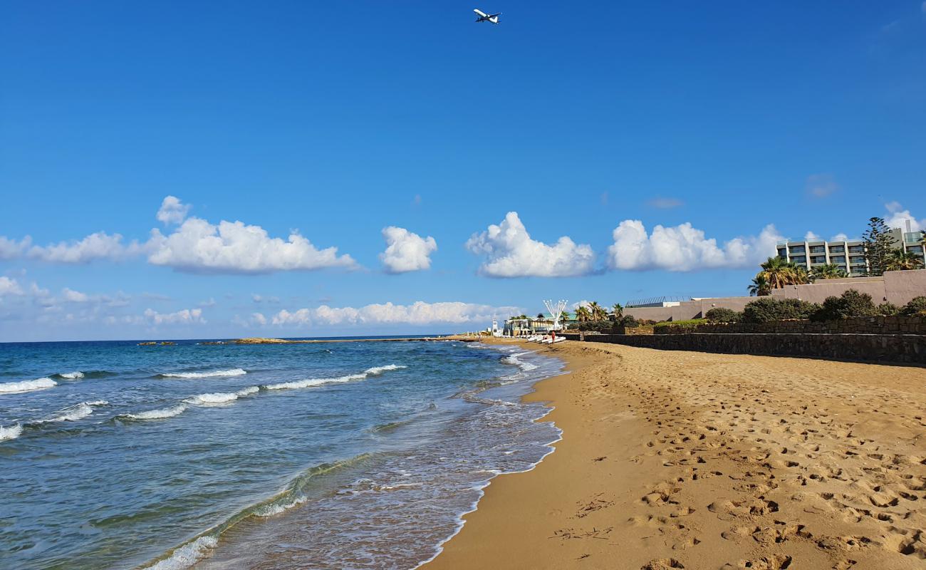 Foto de Arena beach con arena fina oscura superficie