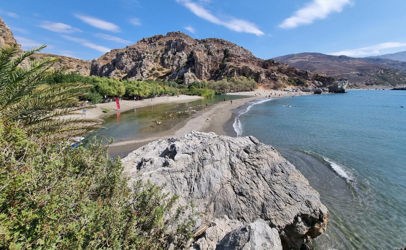 Foto de Playa Preveli con guijarro fino gris superficie