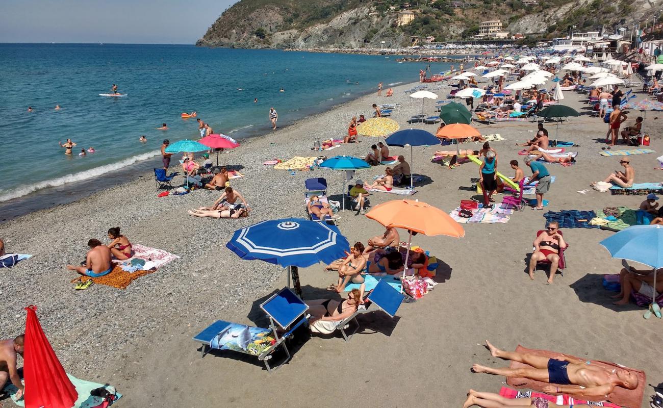 Foto de Playa de Levanto con guijarro fino oscuro superficie