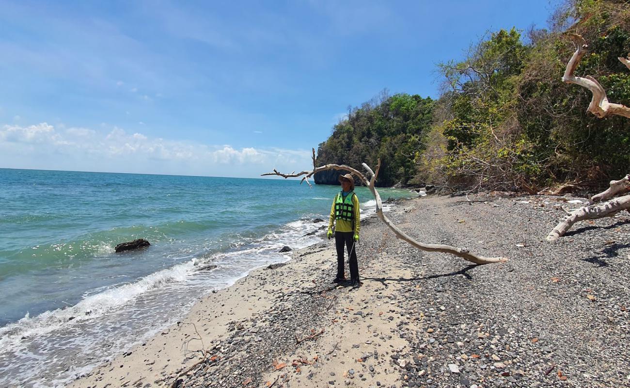 Foto de Black Sand Beach con arena gris y guijarros superficie