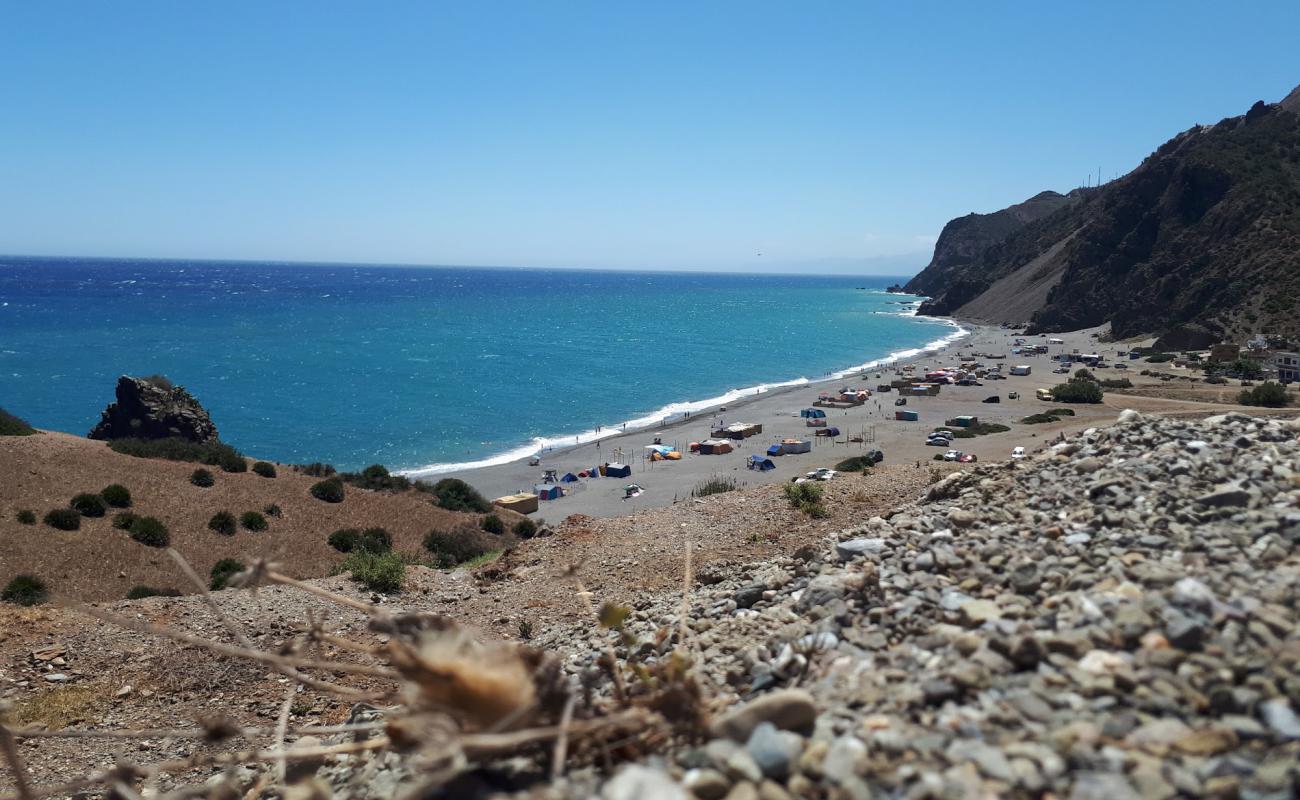 Foto de Plage Beni Baroun con guijarro fino gris superficie