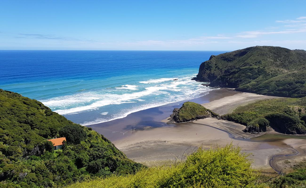 Foto de Anawhata Beach con arena fina gris superficie