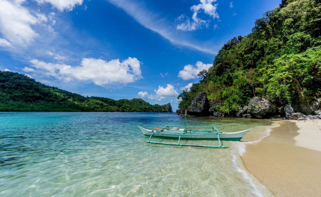 Foto de Bakal Island con arena brillante superficie