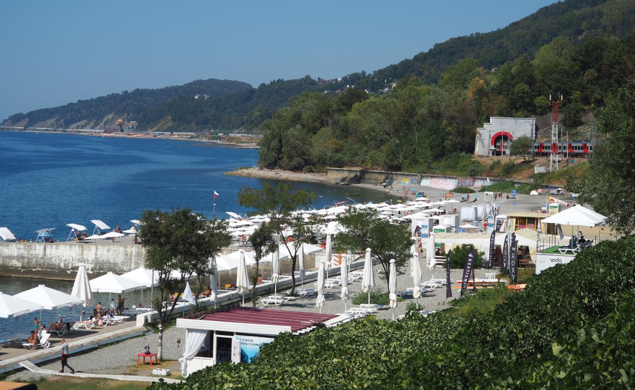 Foto de Lastochka beach con guijarro gris superficie