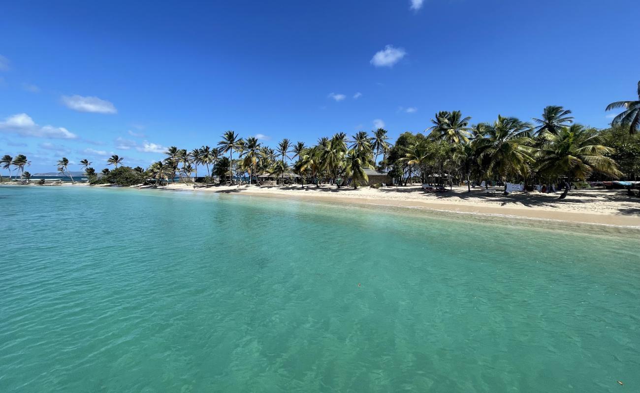 Foto de Playa de Carnash Bay con arena fina blanca superficie