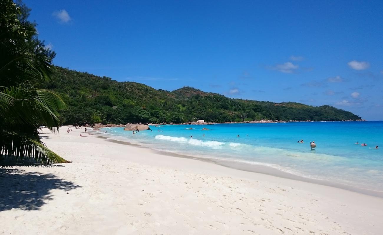 Foto de Playa Anse Lazio con arena fina blanca superficie