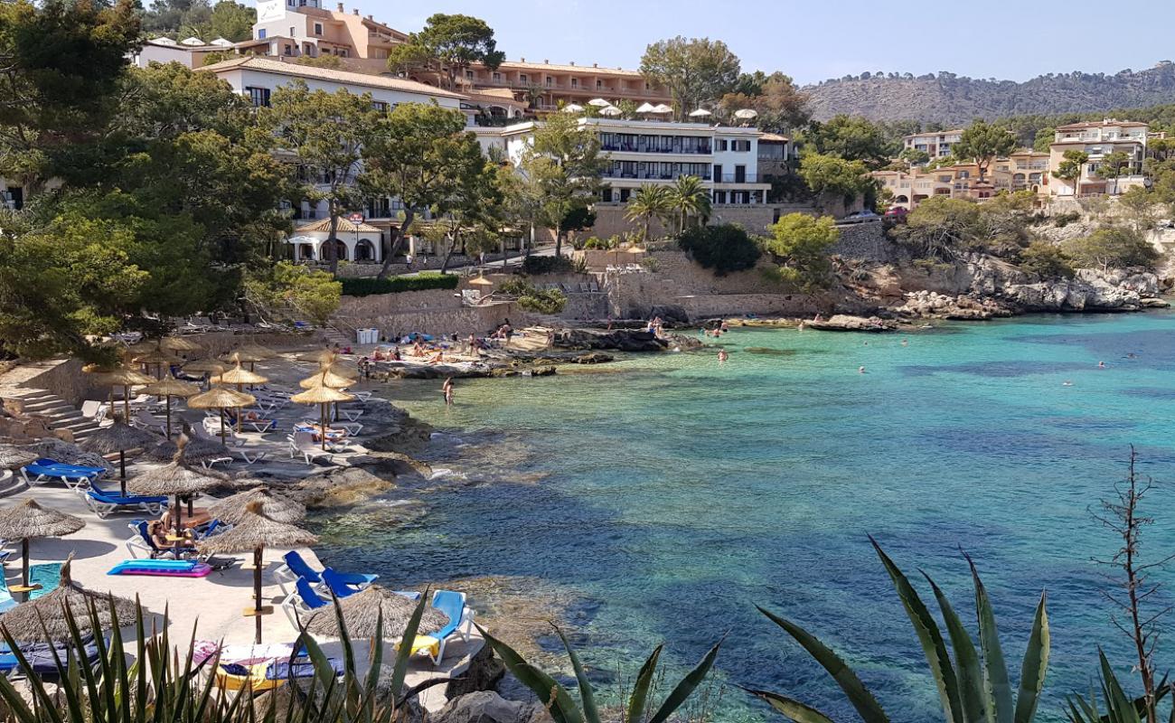 Foto de Cala fornells con brillante arena fina superficie