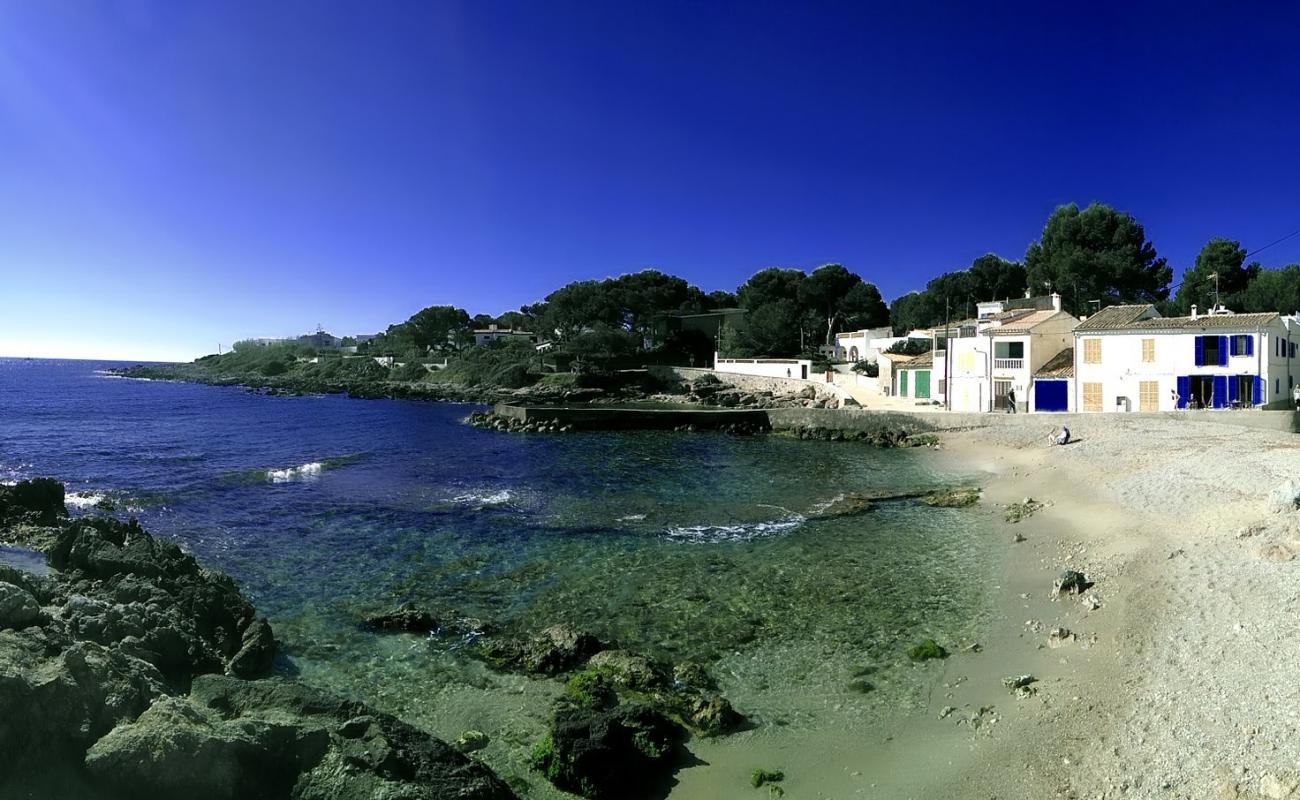 Foto de Cala Pedruscada con arena brillante y rocas superficie