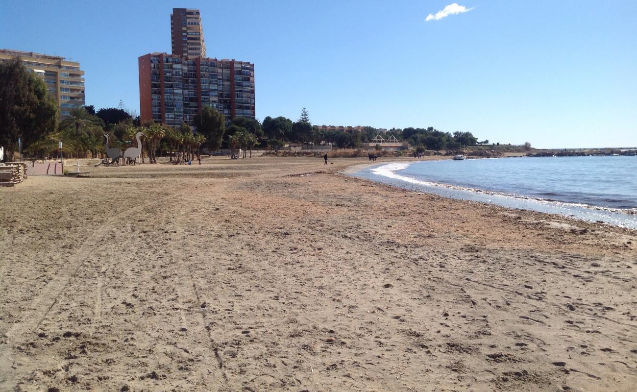 Foto de Playa de la Almadraba con arena/guijarros negro superficie