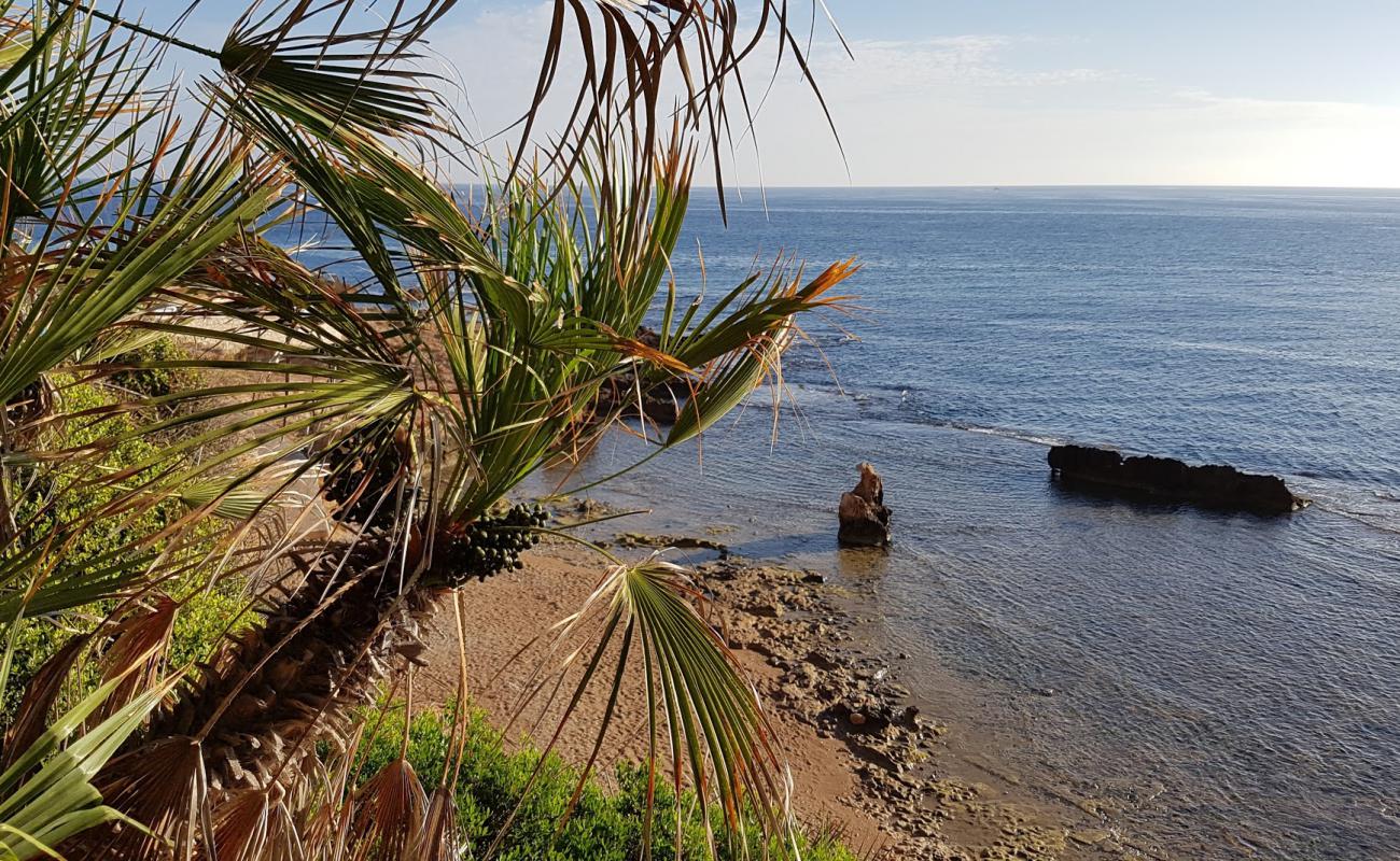 Foto de Playa les rotes denia con arena oscura superficie