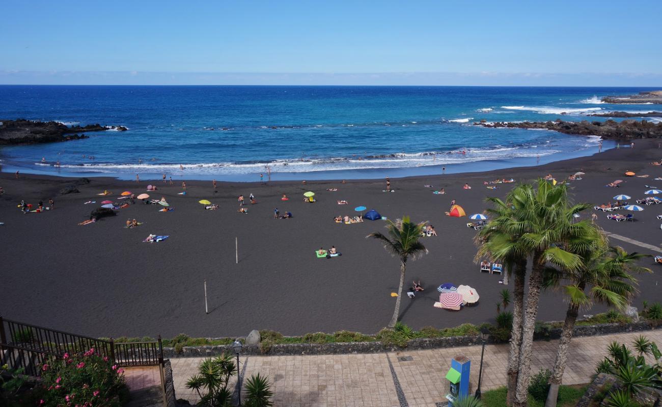 Foto de Playa del Castillo (Playa Jardin) con arena fina gris superficie