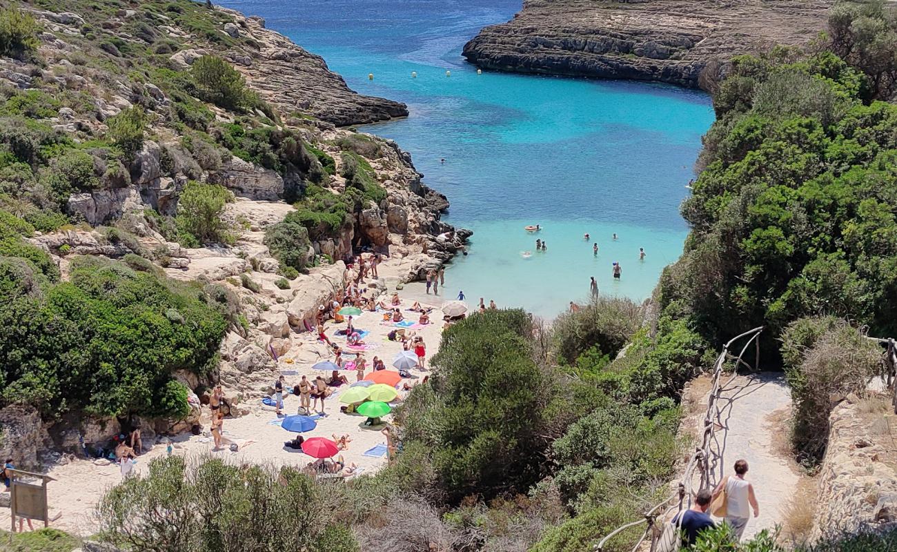 Foto de Cala Binidali con arena brillante superficie