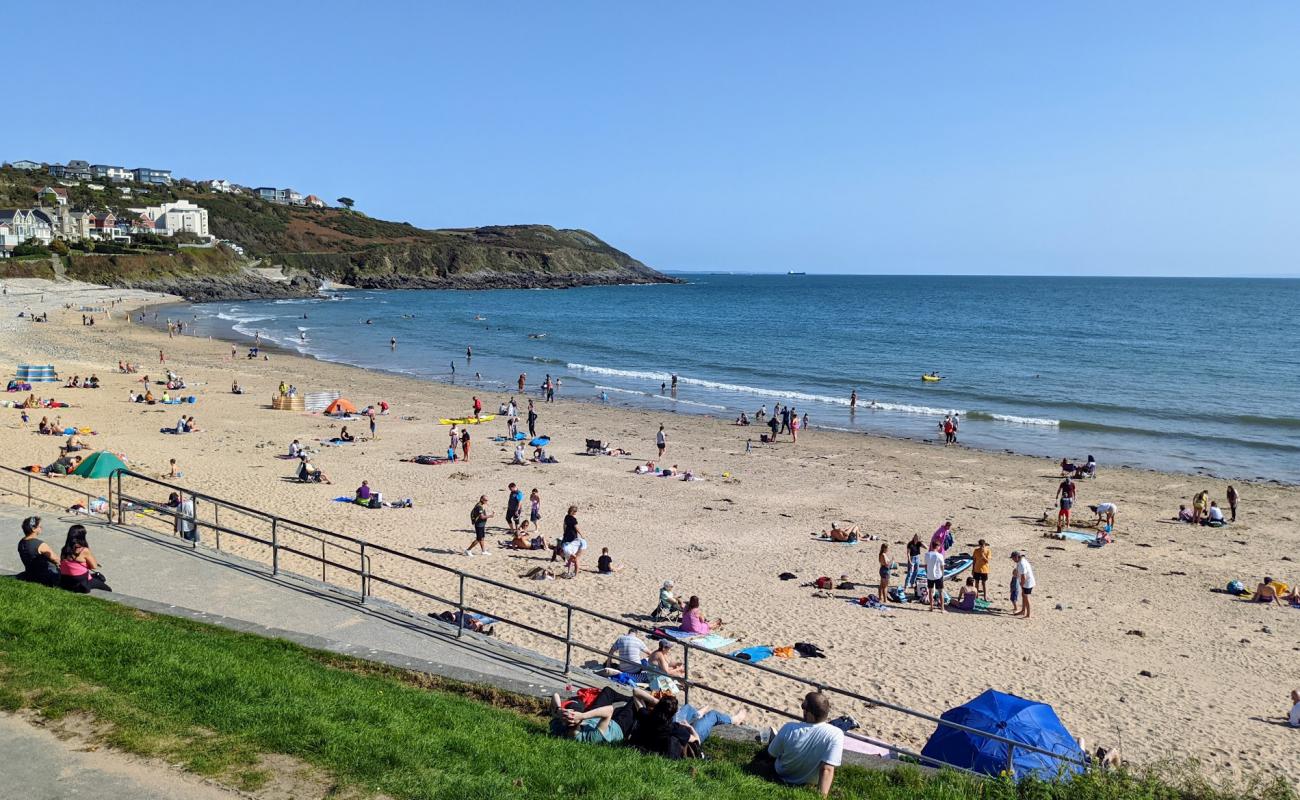 Foto de Langland Bay con arena fina y guijarros superficie