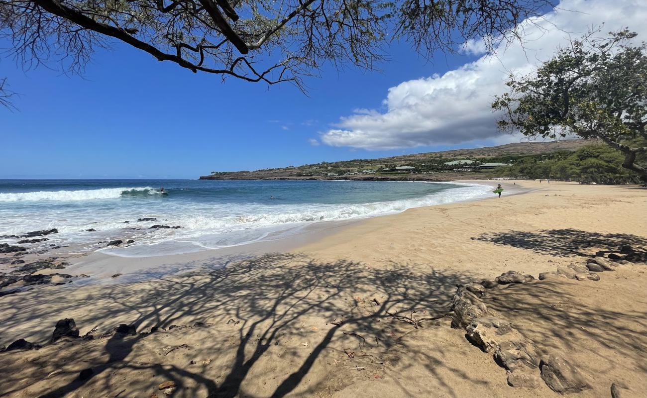 Foto de Hulopo'e Beach con arena brillante superficie